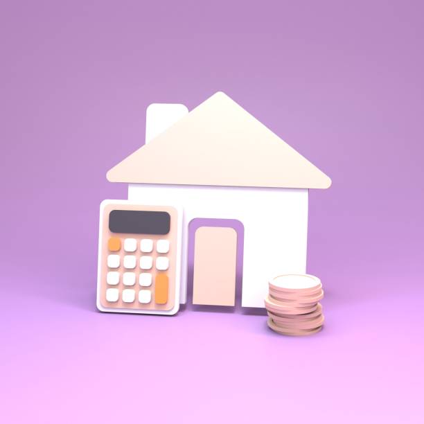istock House icon, calculator and coin with dollar sign. 3d rendering illustration 1388341427