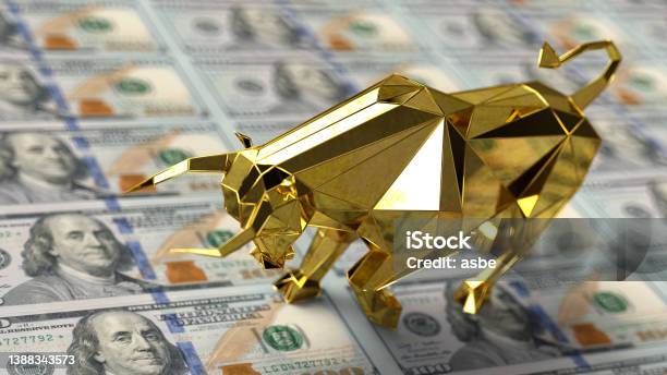 Financial Bull Market Concept With 100 Us Dollar Banknotes Stock Photo - Download Image Now