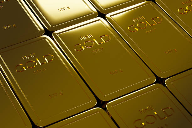 istock Gold bars and Financial concept On Grey Background 3d rendering 1388343631