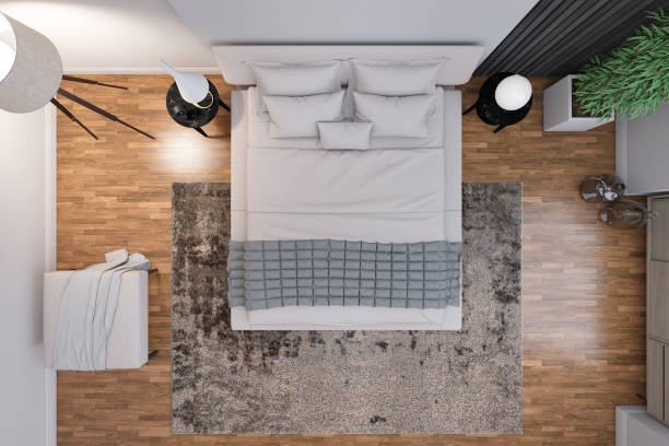 Top View of Modern Bedroom stock photo