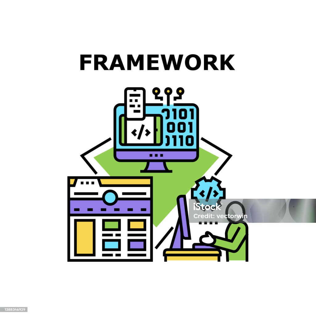 Framework Coding Vector Concept Color Illustration Stock Illustration ...