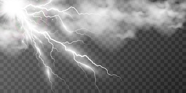 istock image of realistic lightning. Flash of thunder on a transparent background. 1388347453