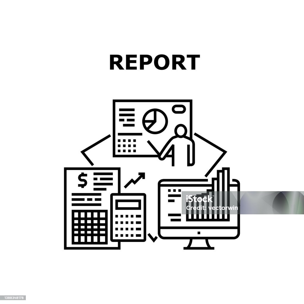 Report Sales Vector Concept Black Illustration Stock Illustration ...