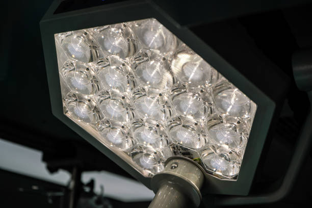 istock Bright electronic light in operating room, closeup detail 1388348244