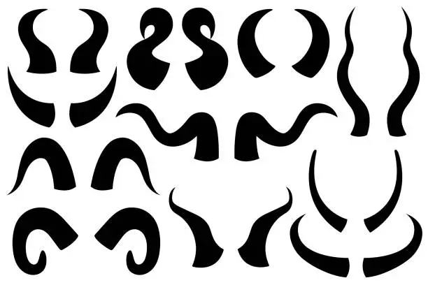 Vector illustration of Collection of different animal horns