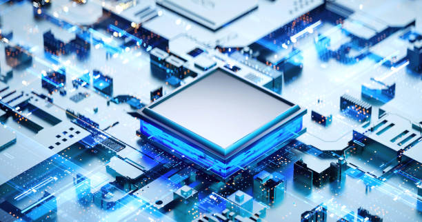 istock 3D rendering of cyberpunk AI. Circuit board. Technology background. Central Computer Processors CPU and GPU concept. Motherboard digital chip. Tech science background. 1388352382