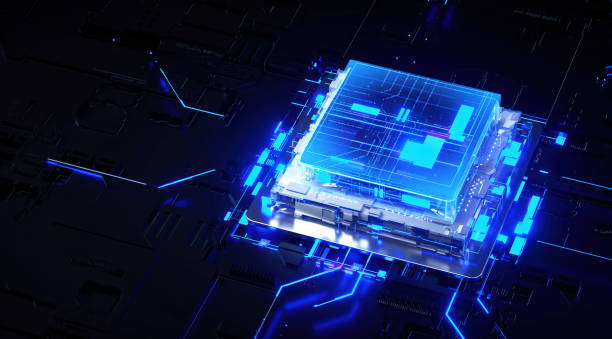 istock 3D rendering of cyberpunk AI. Circuit board. Technology background. Central Computer Processors CPU and GPU concept. Motherboard digital chip. Tech science background. 1388352400