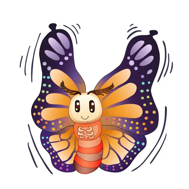 Vector illustration of Cute Cartoon Butterfly Vector Illustration, Animal Mascot Character