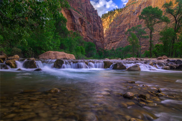 Virgin River, Zion National Park, Utah.  Panorama.