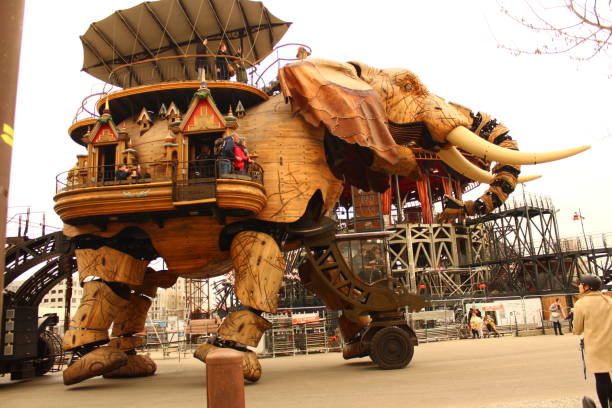 Parade of the mechanical elephant, symbol of the city of Nantes, March 2022