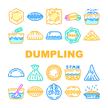 Background Pangsit Vector Ikon Resep Makanan Lezat Pangsit Set Vector Ilustrasi Stok - Unduh ...