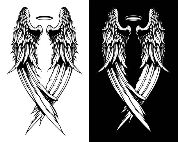 Angel And Devil Wings Tattoo Designs Silhouettes Illustrations,  Royalty-Free Vector Graphics & Clip Art - iStock