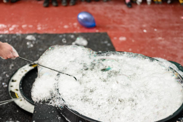 istock bubble show and all and accessories for it, soap solution for bubbles, entertainment show for children. 1388363681