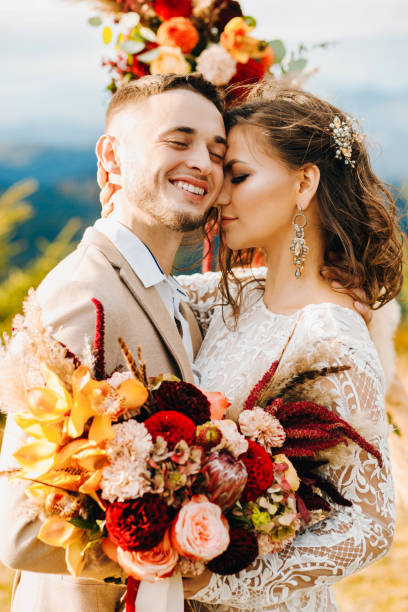 istock Luxury ceremony at mountains with amazing view, wedding couple 1388364598
