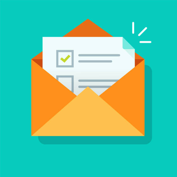 Survey vote email checklist icon vector or mail letter with online task exam form selection flat cartoon illustration, concept of digital envelope with questionnaire quiz document with check marks Survey vote email checklist icon vector or mail letter with online task exam form selection flat cartoon illustration, concept of digital envelope with questionnaire quiz document check marks image letter envelope icon stock illustrations