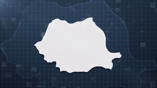 ROMANIA map against blue background 4k UHD