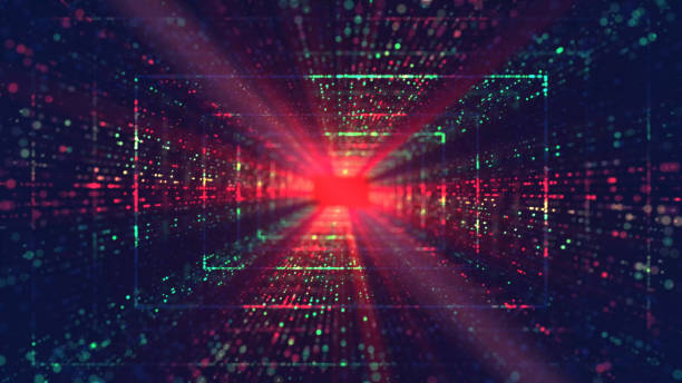 istock Flying through the futuristic tunnel. Abstract 3D animation. Data Network, Virtual Reality, Quantum. The concept of illuminated corridor, interior design, spaceship, Galaxy, science, lab, technology, science 1388366423