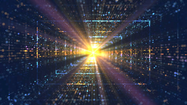 istock Flying through the futuristic tunnel. Abstract 3D animation. Data Network, Virtual Reality, Quantum. The concept of illuminated corridor, interior design, spaceship, Galaxy, science, lab, technology, science 1388366492