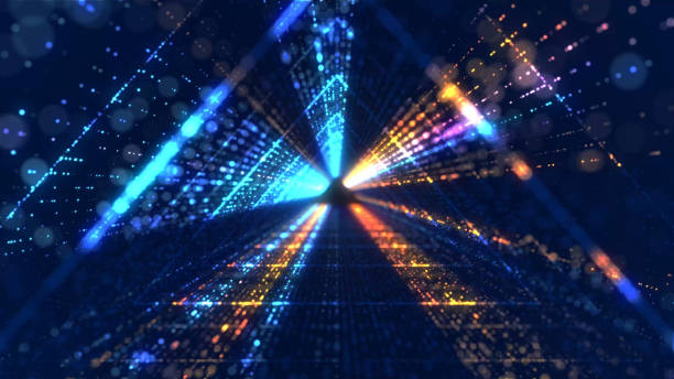 istock Flying through the futuristic tunnel. Abstract 3D animation. Data Network, Virtual Reality, Quantum. The concept of illuminated corridor, interior design, spaceship, Galaxy, science, lab, technology, science 1388366519