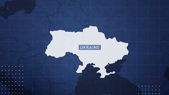 UKRAINE Map against blue background 4k UHD