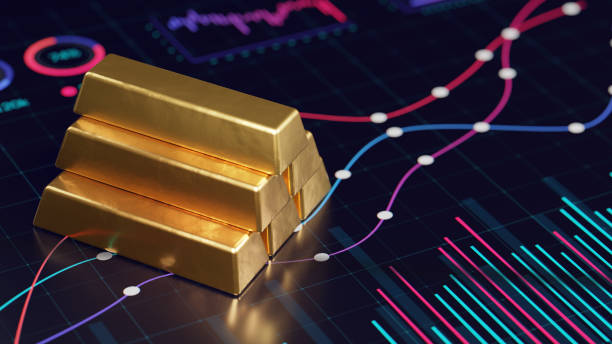 Gold price analytics, concept image. stock photo