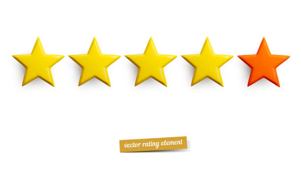 istock Vector star rating icon.  Yellow and red isolated five stars. Customer feedback concept. 5 stars rating review. 1388372830