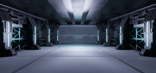 istock Robotic SciFi Metaverse Empty Showroom Metaverse World Light Purple Colors Modern Background 3D Render 1388372893