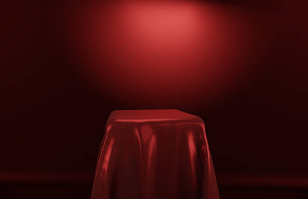 istock Blank Or Empty Pedestal With Silk Cloth Dark Colors Presentation Background Luxury Concept 3D Render 1388372999