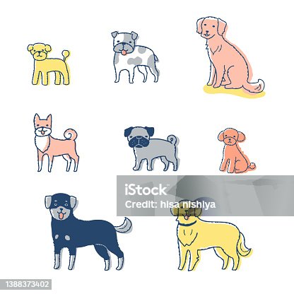 istock A set of different types of dogs 1388373402