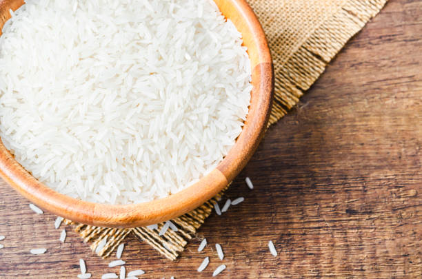 istock Rice in a bowl on wooden table 1388375141
