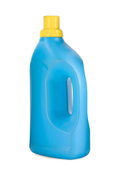 istock Light blue bottle of detergent isolated on white 1388377095