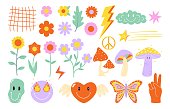 istock Vector groovy clipart collection 1388379556