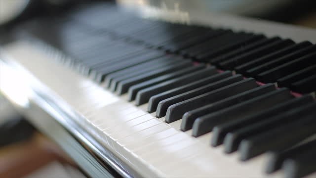 Ivory and ebony keys of a grand piano