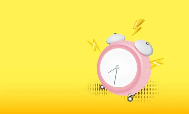 Vector illustration of Alarm clock for sale banner or promotion in pastel color scheme background.