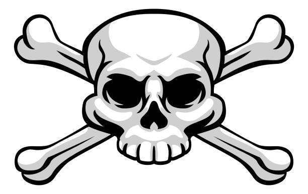 череп и скрещенные кости пиратский веселый роджер - pirate corsair cartoon danger stock illustrations