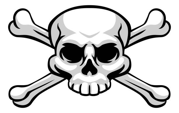 Skull And Crossbones Pirate Jolly Roger A skull and crossbones or cross bones jolly roger pirate or poison warning sign skull and crossbones stock illustrations