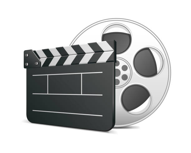 istock Clapperboard and movie film reel icon on white background vector illustration 1388399344