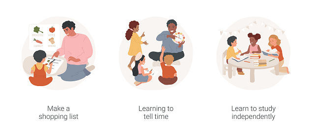 Social Development Drawing Examples Social Skills Development In Kindergarten Isolated Cartoon Vector ...