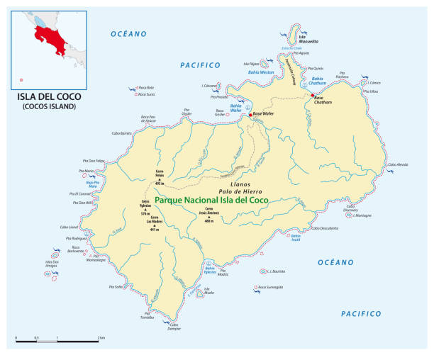 istock map of costa rican pacific island cocos island 1388402264
