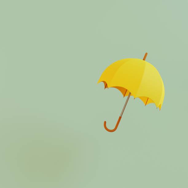 istock Classic elegant opened yellow umbrella on mint background. 3D render 1388405597