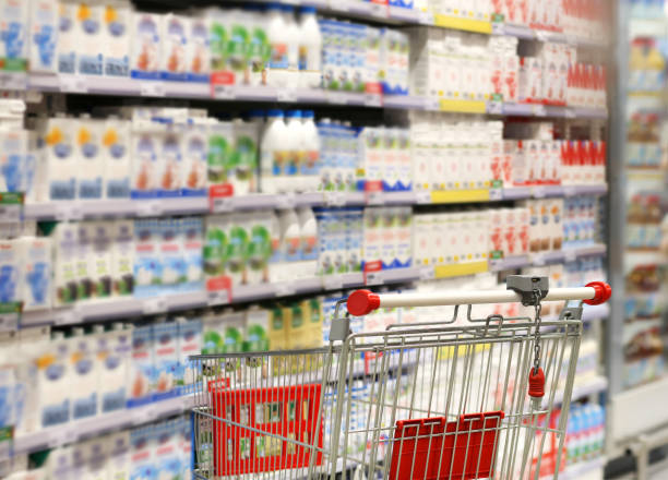 istock empty grocery cart in an empty supermarket 1388406478