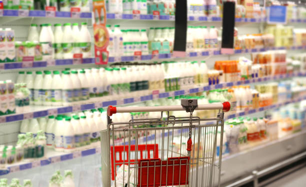 istock empty grocery cart in an empty supermarket 1388406482