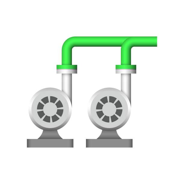 podwójna pompa i ilustracja wektorowa rurociągu izolowana na białym tle. - large control fuel and power generation white background stock illustrations