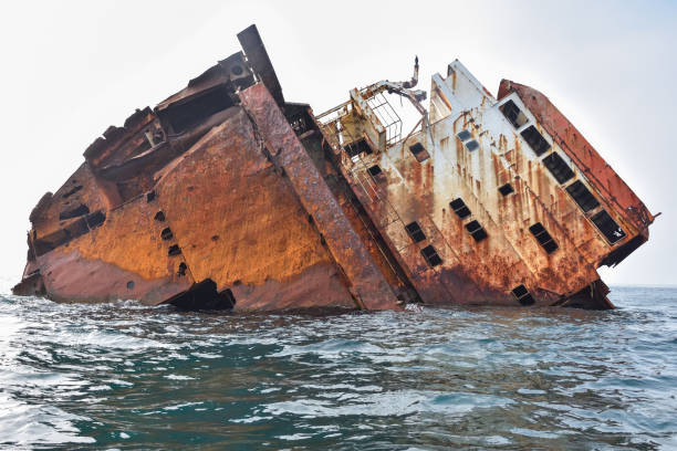 istock sunken ship, grounded transport ship, rusty skeleton of ship 1388408054
