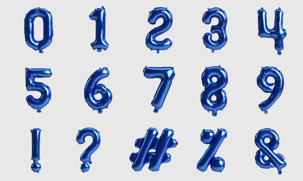 istock Number table and mark 3d illustration glossy blue balloon isolated on white background 1388410063