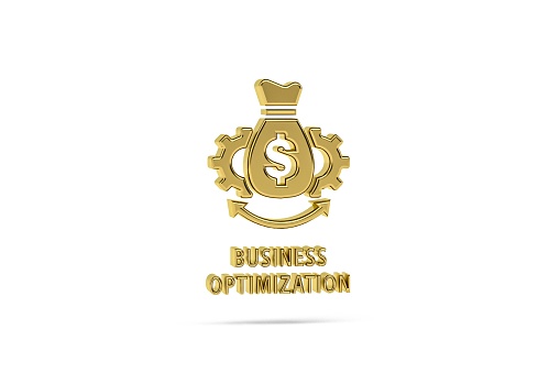 Golden 3d business optimization icon isolated on white background - 3d render