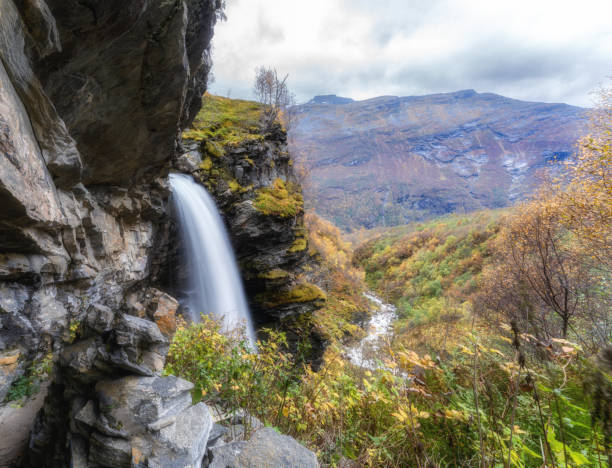 istock Storseterfossen (officially Storsæterfossen) is a gorgeous waterfall in Geiranger, More og Romsdal, Norway 1388413217