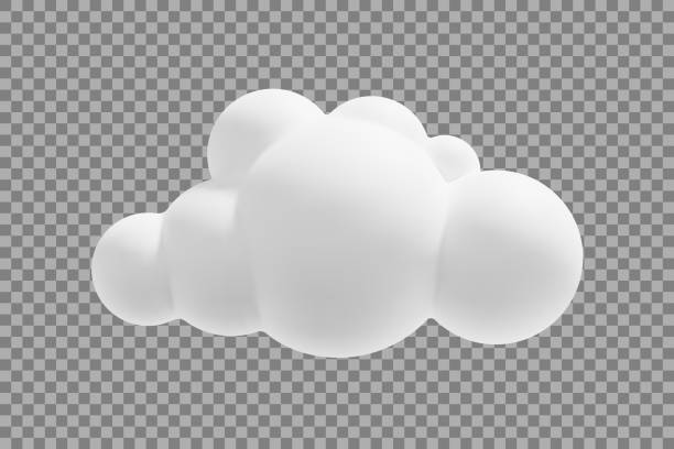 Vector 3d cloud on transparent background Cartoon style cloud render. Carefully layered and grouped for easy editing. overcast stock illustrations