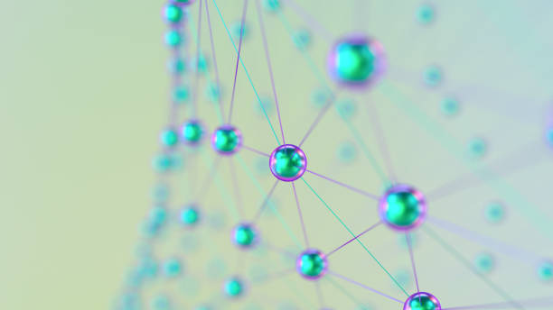3d抽象構造グローバルデジタルメッシュネットワーク分子ブロックチェーン - molecular structure molecule dna atom ストックフォトと画像