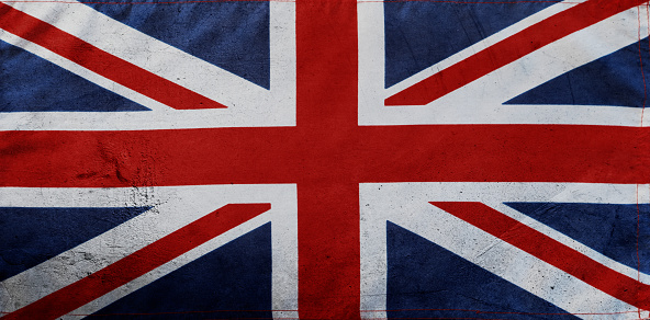 Closeup of grunge Union Jack flag